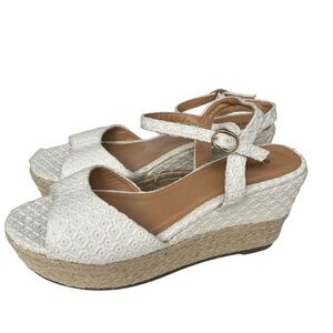 White Bohemian Wedges Size 9 NWOT
